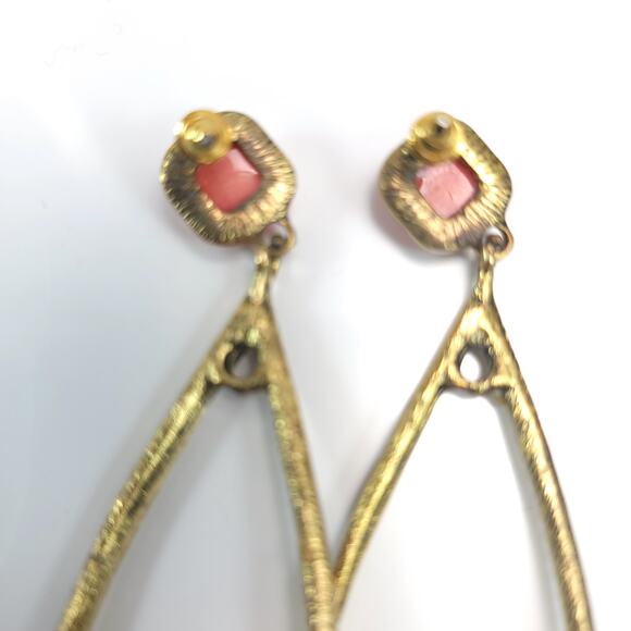 Vintage Teardrop Dangle Earrings with Coral and Turquoise Accents Boho Jewelry - Picture 6 of 10